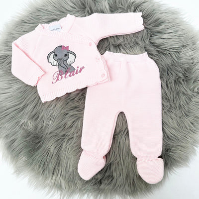 Pink Animal Embroidered Wrap Cardigan & Leggings (Can be left plain)