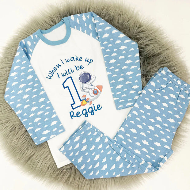 Space Rocket Embroidered Personalised Birthday Pyjamas
