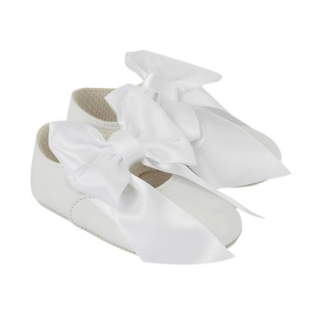 White Patent Soft Sole Bow Shoes