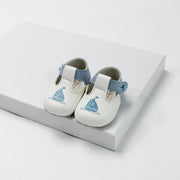 White & Baby Blue 'Sailor' Soft Sole Shoes