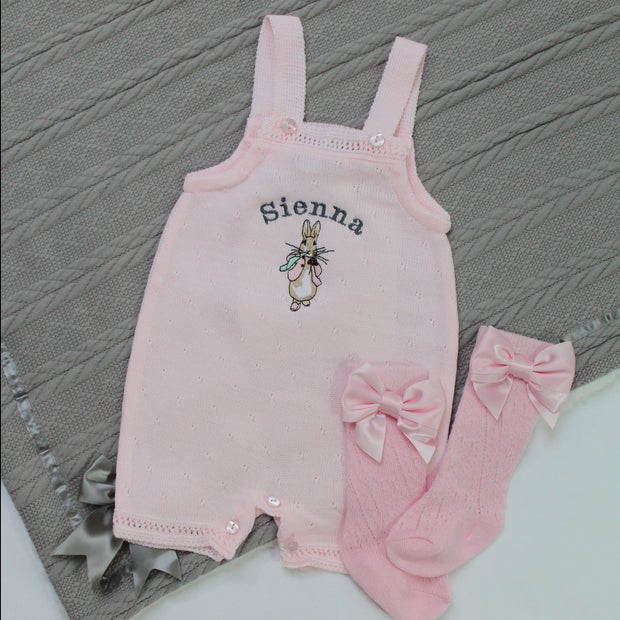Embroidered Short Knit Dungarees - Flopsy Bunny