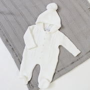 White Hooded Knit Pram Suit