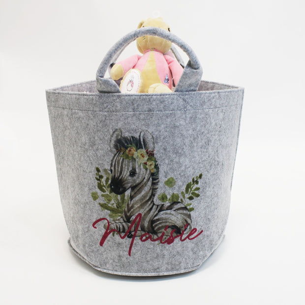 Floral Animal Small or Medium Toy Basket - Various Animals