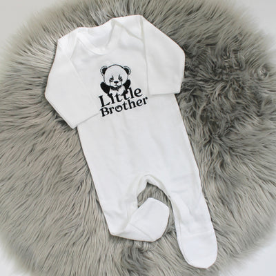 'Sibling' Animal Embroidered Personalised Sleepsuit - Various Animals
