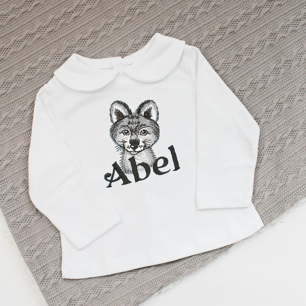 Animal Embroidered Personalised Peter Pan Collar Top - Various Animals