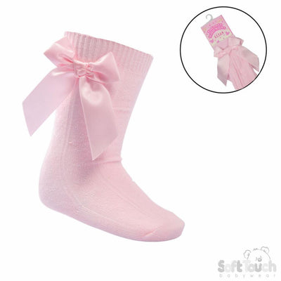 Pink Heart Knee High Socks with Bow