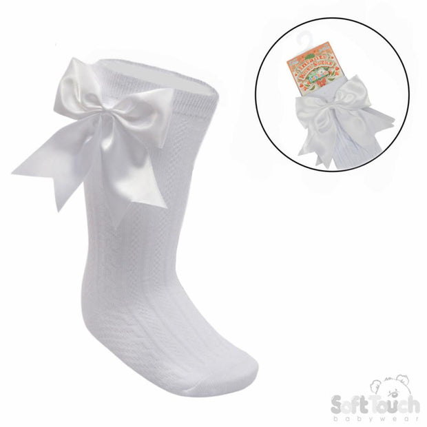 Luxury White Bow Knee High Socks