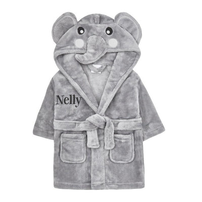 Elephant Embroidered Personalised Dressing Gown