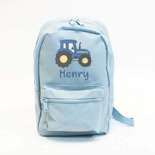 Tractor Embroidered Personalised Backpack - Various Colours