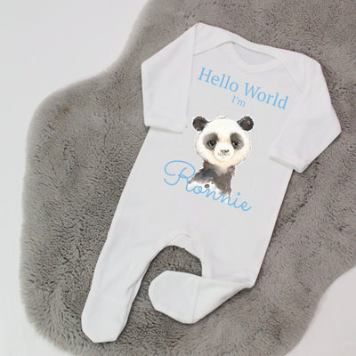 Hello World Personalised Baby Rompersuit - Panda