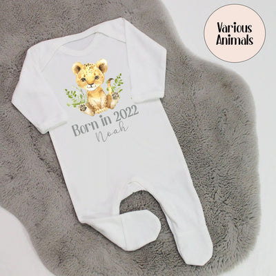 Born in 2022 Personalised Baby Boy Rompersuit - Various Animals