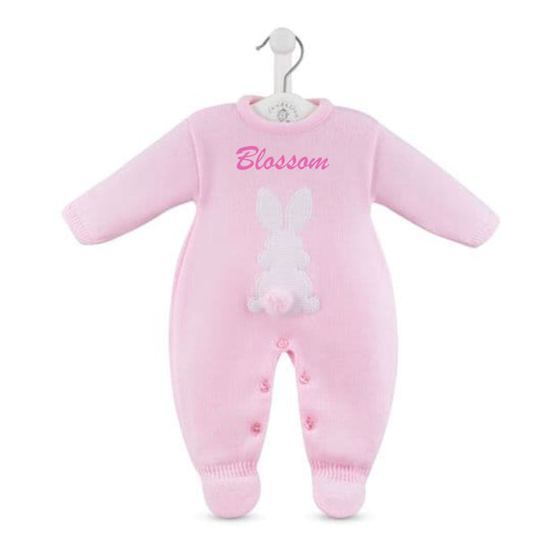 Pink Bobtail Bunny Detail Knit Romper - Can be personalised
