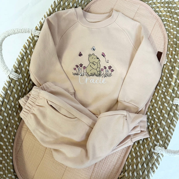 Floral Bear Personalised Embroidered Tracksuit