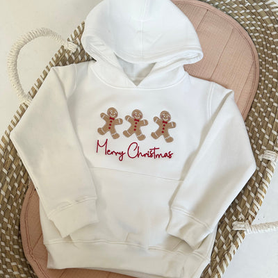 Christmas Personalised Embroidered Hoody - Gingerbread Trio