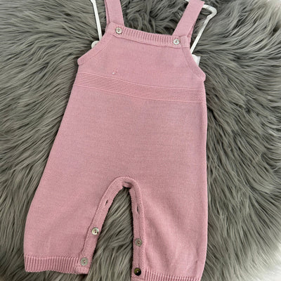 DEFECT - Pink Knit Dungarees 0-3 Months