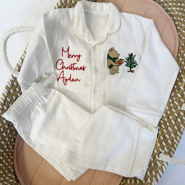 Christmas Classic Long Sleeved Cotton Pyjamas - Bear & Tree