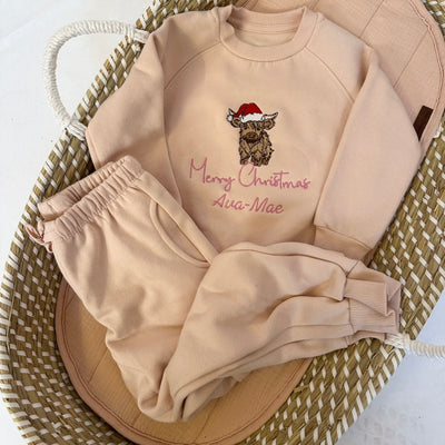 Christmas Highland Cow Personalised Embroidered Tracksuit