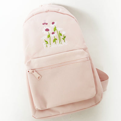 Daisy & Butterfly Embroidered Personalised Backpack - Various Colours