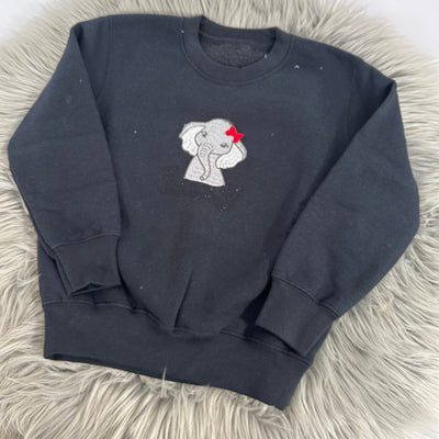 DEFECT - Elephant embroidered black jumper 4-5 years