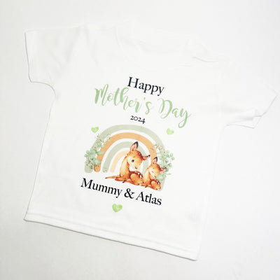 Happy Mother's Day Printed Personalised T-Shirt - Rainbow & Deer Design