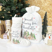 Soft Large Printed Personalised Santa Sack /Stocking- Various Designs