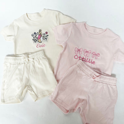 T-Shirt & Shorts Personalised Embroidered Set  - Choose your design