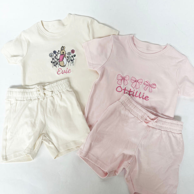 T-Shirt & Shorts Personalised Embroidered Set  - Choose your design