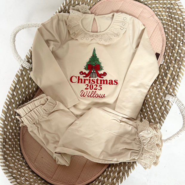 Personalised  Christmas Frill Pyjamas - Christmas 2025