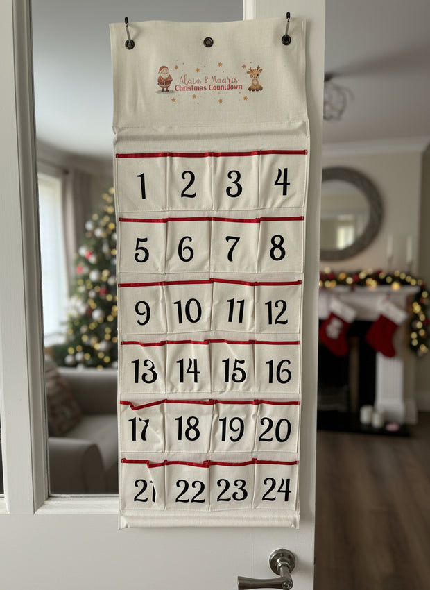 Canvas Christmas Personalised Advent Calender - Santa & Reindeer