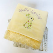 Bunny Floral Outline Minky Soft Printed Personalised Blanket - Various Coloured Blankets