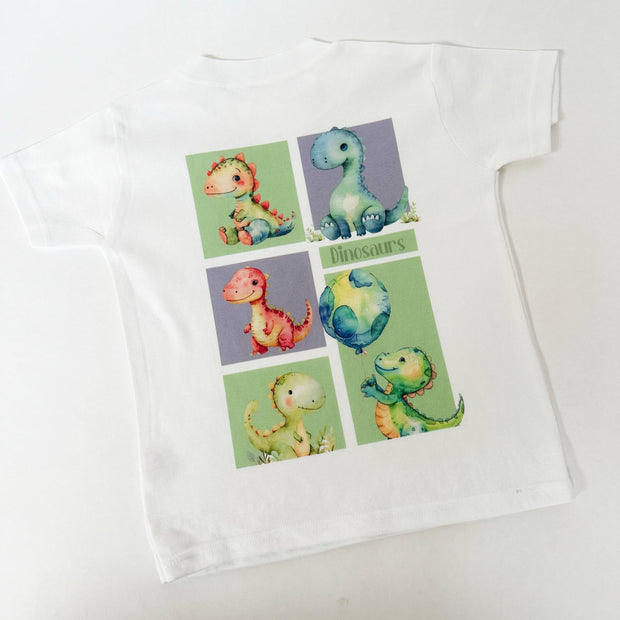 Dinosaur Printed Personalised T-Shirt (Printed on back)