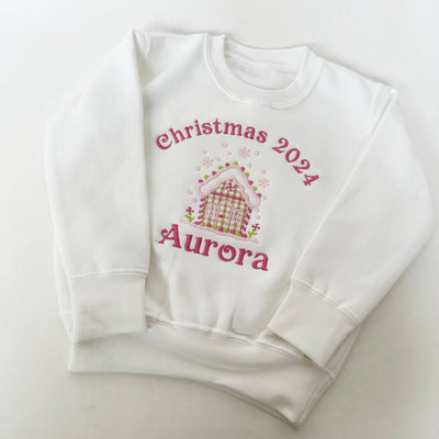 'Christmas 2024' Gingerbread House Personalised Embroidered Jumper