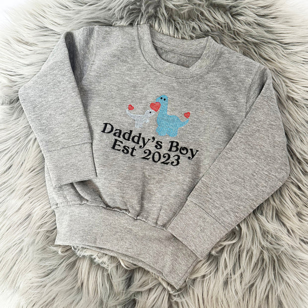 Daddy's Boy Father's Day Personalised Embroidered Jumper - Dinosaur