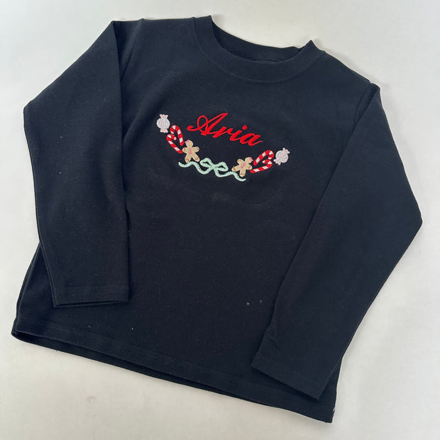 Gingerbread & Sweetie Wreath Personalised Embroidered Jumper