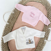 'Baby Bear' Personalised Embroidered Cardigan - Floral Bear