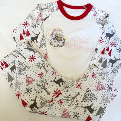 ‘Name Believes’ Personalised Embroidered Christmas Pyjamas - Santa Clause