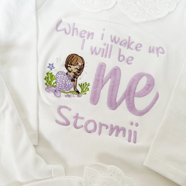 Embroidered Personalised Birthday Pyjamas - Mermaid