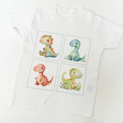 Four Dinosaur Printed Personalised T-Shirt