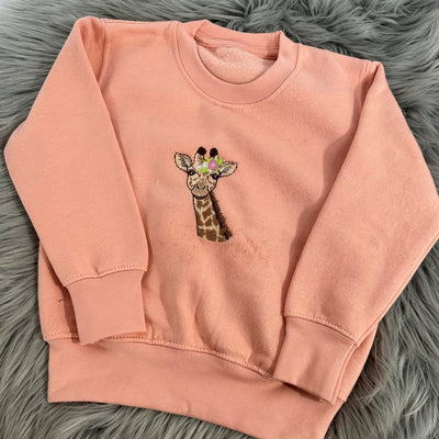 DEFECT - Floral Giraffe Peach Pink Jumper 1-2 Years