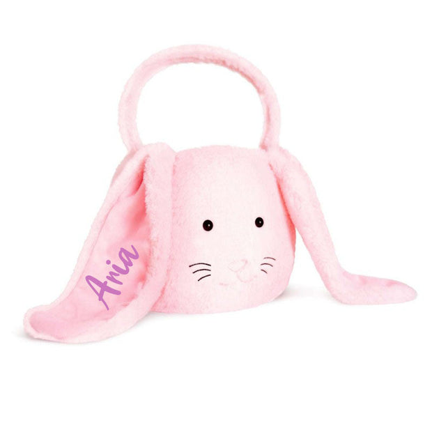 Personalised Printed Bunny Faux Fur Basket - Pink
