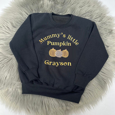 Mummy's Little Pumpkin Embroidered Personalised Jumper - Various Colours
