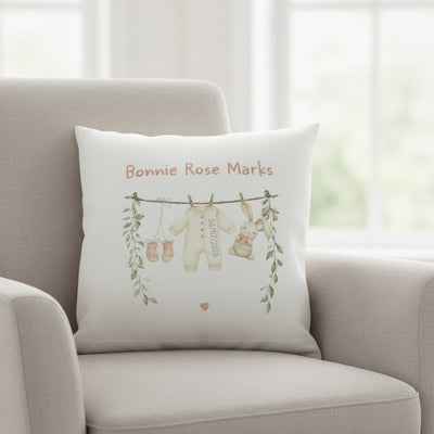 Birth Details Pink personalised cushion