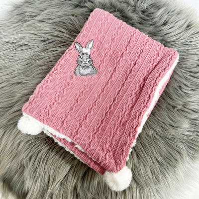 DEFECT - Dusky Pink Knit Pom Blanket