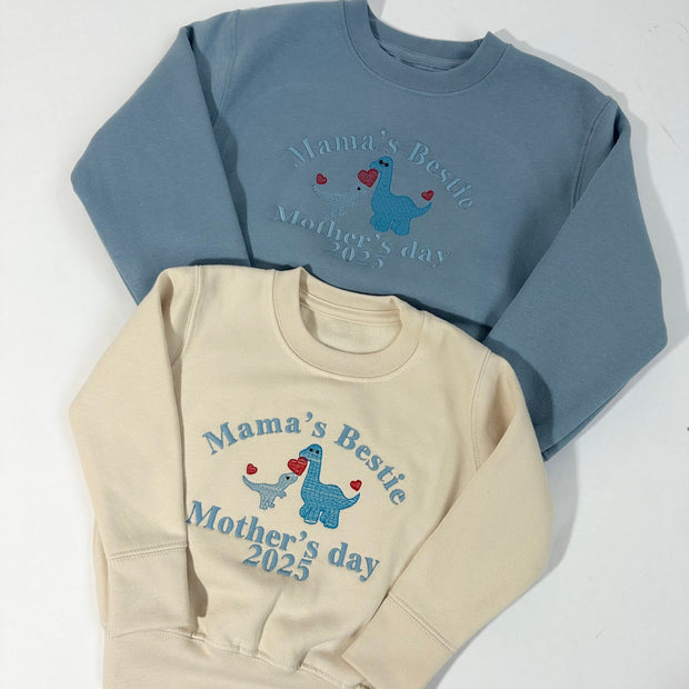 Mamas Bestie Mothers's Day Personalised Embroidered Jumper - dinosaur