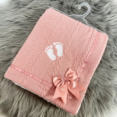 DEFECT - Rose Pink 'Baby Feet' Blanket