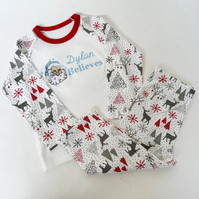 Personalised Embroidered Christmas Pyjamas - Blue Santa Claus