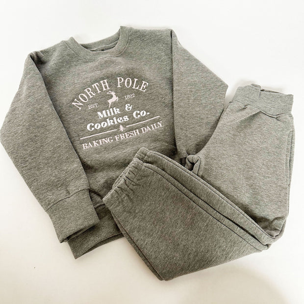 North Pole Milk & Cookies Embroidered Jumper & Joggers