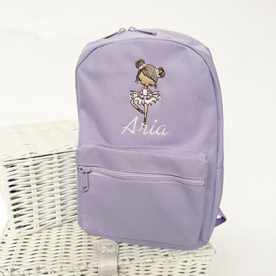 Ballerina Embroidered Personalised Backpack - Various Colours