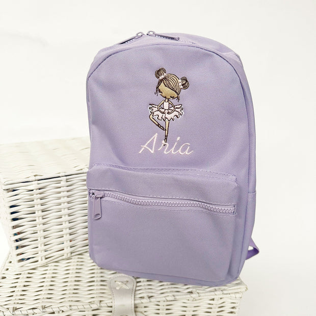 Ballerina Embroidered Personalised Backpack - Various Colours