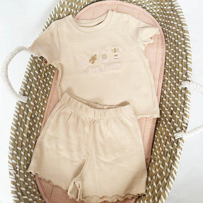 Frill T-Shirt & Shorts Personalised Embroidered Set  - Lighthouse